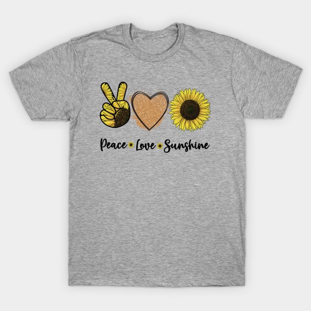 Peace Love Sunshine Sunflower T-Shirt by Johner_Clerk_Design